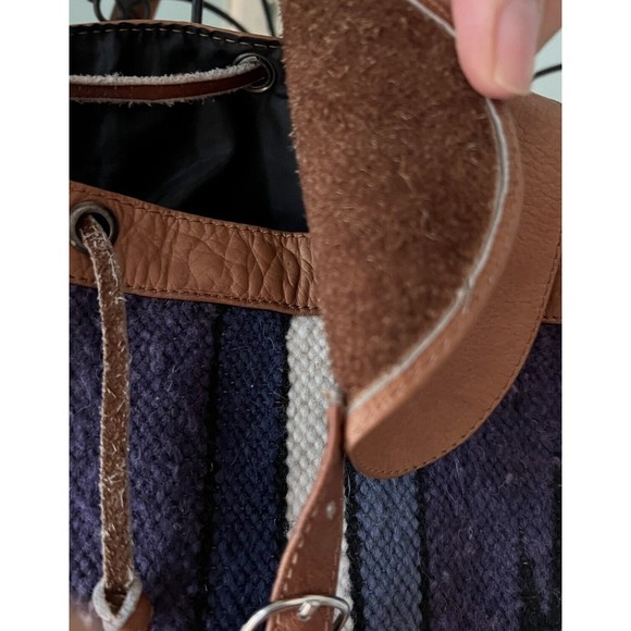 Handwoven Indigo Jacquard Bag‎ Backpack Purple Blanket Wool Leather main image 5